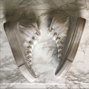 All White HiTop Converse